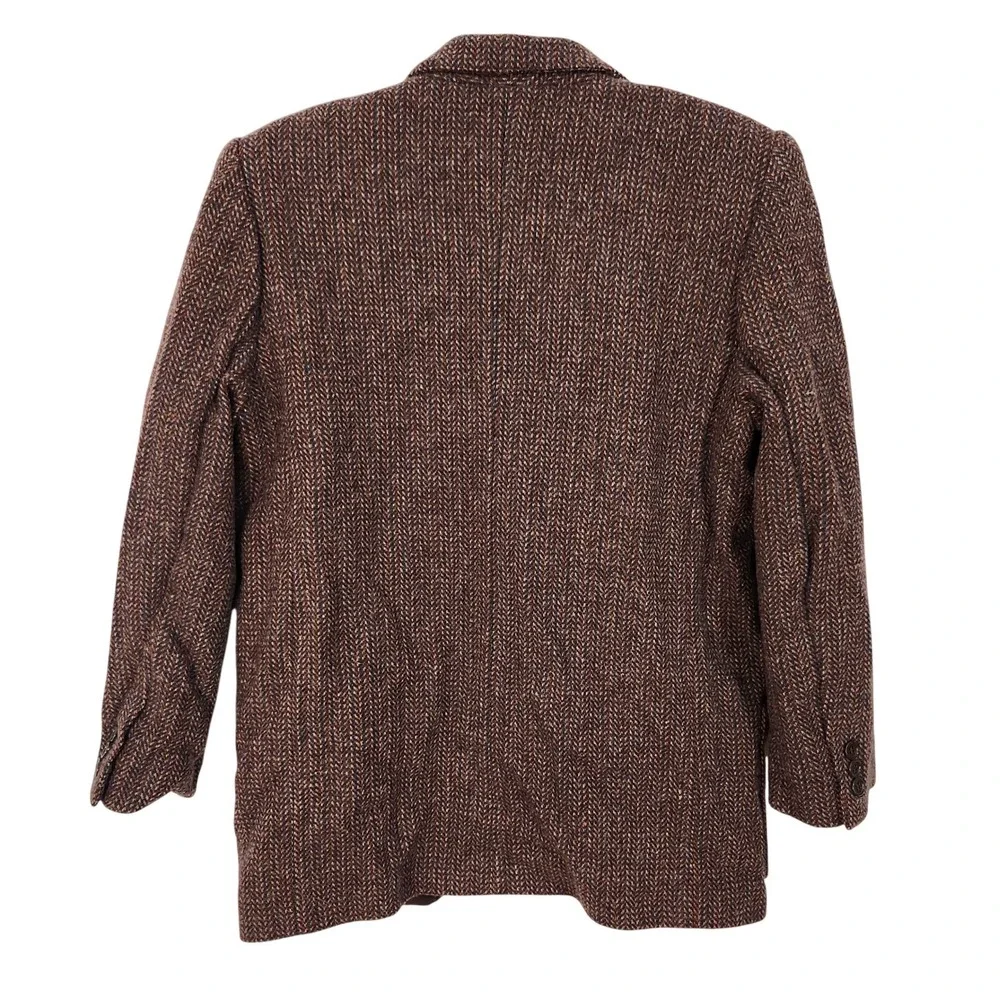 Vintage 80s Peabody House Wool Tweed Blazer Jacket Womens 11/12 Rust Brown Lined